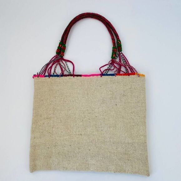 NWOT Mexican Wool Floral Multi Boho Tote Bag - Picture 2 of 5